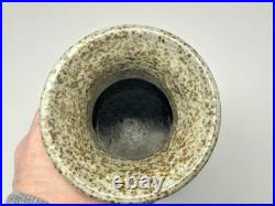 Handmade Stoneware Clay Unique Tan and Brown 12 Pottery Vase Signed
