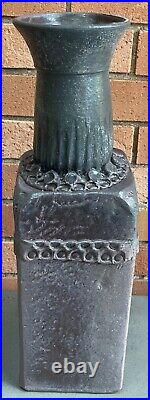 Handmade Tall Vintage Purple Gray Stoneware Vase Ceramic Art Pottery