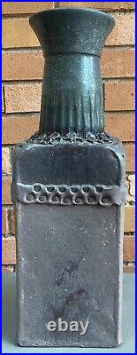 Handmade Tall Vintage Purple Gray Stoneware Vase Ceramic Art Pottery