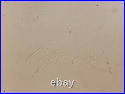 Handmade ceramic clay art pottery cat bowl platter 13 signed modern