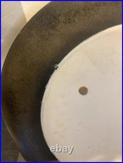 Handmade ceramic clay art pottery cat bowl platter 13 signed modern