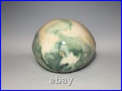 Handmade ceramic sphere with beads inside hand painted pottery functional art