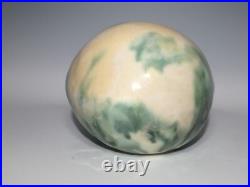 Handmade ceramic sphere with beads inside hand painted pottery functional art
