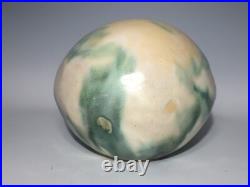 Handmade ceramic sphere with beads inside hand painted pottery functional art