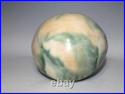 Handmade ceramic sphere with beads inside hand painted pottery functional art