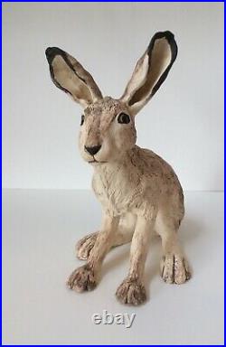 Hare Stoneware Sculpture, original handmade art. Pottery/ceramic