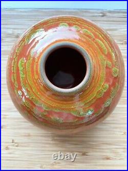 Heath Ceramics Bulb Vase 131, RARE Seasonal Mars Orange/Green Glaze! 3.5 x 5