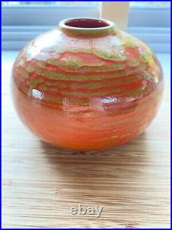 Heath Ceramics Bulb Vase 131, RARE Seasonal Mars Orange/Green Glaze! 3.5 x 5