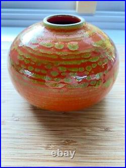 Heath Ceramics Bulb Vase 131, RARE Seasonal Mars Orange/Green Glaze! 3.5 x 5