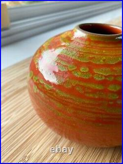 Heath Ceramics Bulb Vase 131, RARE Seasonal Mars Orange/Green Glaze! 3.5 x 5