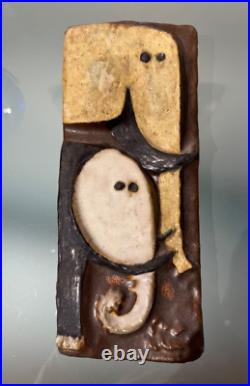 Helmut Schaffenacker Cermic Wall Plaque Elephants 4 by 9 1/2 Germany Pottery