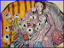 Henri Matisse Inspired Art Pottery Plaque/ Tray Titled Women In Purple Robe