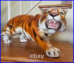 High Quality Art Pottery Ceramic Glazed Hand Painted Tiger Figure Statue 28 Inch