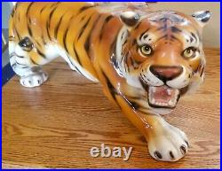 High Quality Art Pottery Ceramic Glazed Hand Painted Tiger Figure Statue 28 Inch
