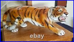High Quality Art Pottery Ceramic Glazed Hand Painted Tiger Figure Statue 28 Inch