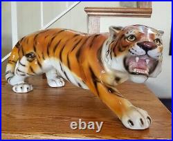 High Quality Art Pottery Ceramic Glazed Hand Painted Tiger Figure Statue 28 Inch
