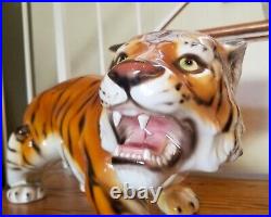 High Quality Art Pottery Ceramic Glazed Hand Painted Tiger Figure Statue 28 Inch