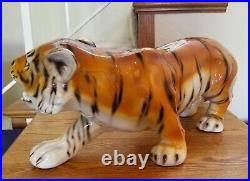 High Quality Art Pottery Ceramic Glazed Hand Painted Tiger Figure Statue 28 Inch