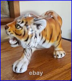 High Quality Art Pottery Ceramic Glazed Hand Painted Tiger Figure Statue 28 Inch