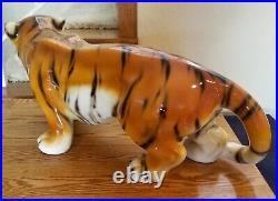 High Quality Art Pottery Ceramic Glazed Hand Painted Tiger Figure Statue 28 Inch