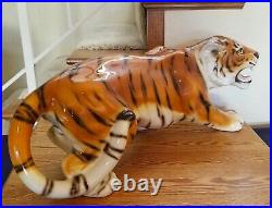 High Quality Art Pottery Ceramic Glazed Hand Painted Tiger Figure Statue 28 Inch