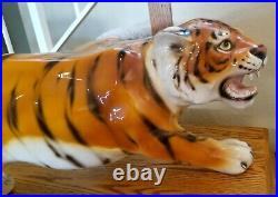 High Quality Art Pottery Ceramic Glazed Hand Painted Tiger Figure Statue 28 Inch