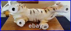 High Quality Art Pottery Ceramic Glazed Hand Painted Tiger Figure Statue 28 Inch