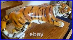 High Quality Art Pottery Ceramic Glazed Hand Painted Tiger Figure Statue 28 Inch