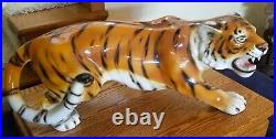 High Quality Art Pottery Ceramic Glazed Hand Painted Tiger Figure Statue 28 Inch