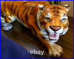 High Quality Art Pottery Ceramic Glazed Hand Painted Tiger Figure Statue 28 Inch