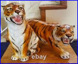 High Quality Art Pottery Ceramic Glazed Hand Painted Tiger Figure Statue 28 Inch