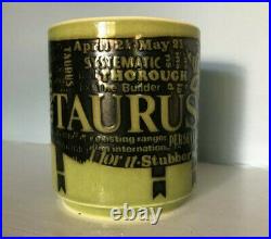 Hornsea Pottery Green Newsprint Zodiac Mug Taurus John Clappison