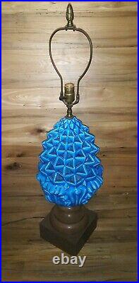 Huge MCM Rimini Blue Art Pottery Glazed Ceramic Lamp 37 Vintage Retro