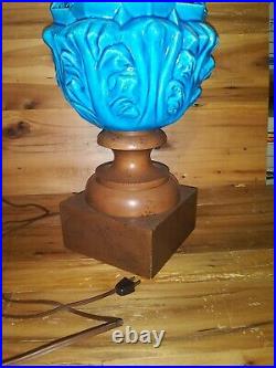 Huge MCM Rimini Blue Art Pottery Glazed Ceramic Lamp 37 Vintage Retro