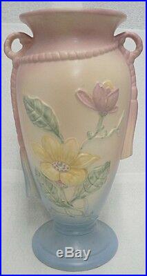 Hull Art Pottery 12-1/2 Pink & Blue Magnolia Vase # 21