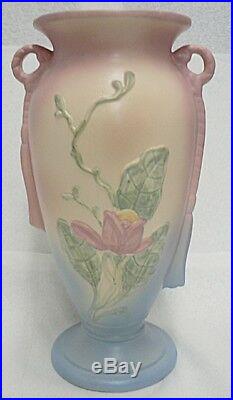 Hull Art Pottery 12-1/2 Pink & Blue Magnolia Vase # 21