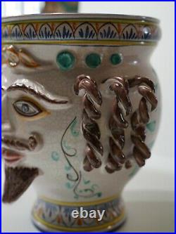 ITALIAN POTTERY VASE With Facial Features SIGNED ITALY Picasso Esque