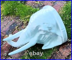 ITALIAN WHITE ELEPHANT vtg ceramic art pottery wall display shelf sculpture tusk