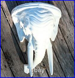 ITALIAN WHITE ELEPHANT vtg ceramic art pottery wall display shelf sculpture tusk