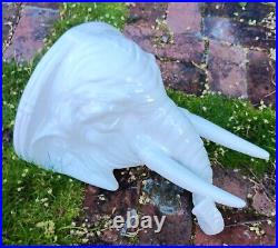 ITALIAN WHITE ELEPHANT vtg ceramic art pottery wall display shelf sculpture tusk