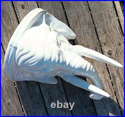 ITALIAN WHITE ELEPHANT vtg ceramic art pottery wall display shelf sculpture tusk