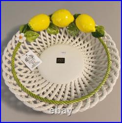 ITALY ORGIA handmade ceramic fruit basket bowl lemon lemons art pottery NWT