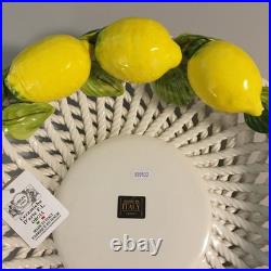 ITALY ORGIA handmade ceramic fruit basket bowl lemon lemons art pottery NWT