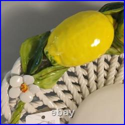 ITALY ORGIA handmade ceramic fruit basket bowl lemon lemons art pottery NWT