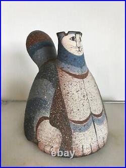 Incredible ceramic cat pouring vessel sculpture