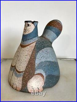 Incredible ceramic cat pouring vessel sculpture