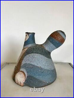 Incredible ceramic cat pouring vessel sculpture