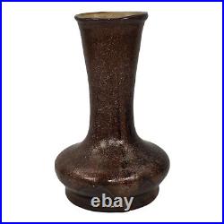 Indian Hills Colorado 1950s Vintage Art Pottery Pyrite Glaze Brown Ceramic Vase