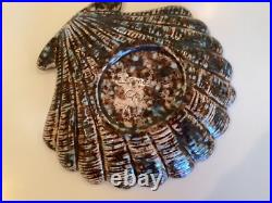 Irma Ca Art Pottery Signed Glazed Speckled Large Seashell WOW