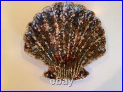 Irma Ca Art Pottery Signed Glazed Speckled Large Seashell WOW